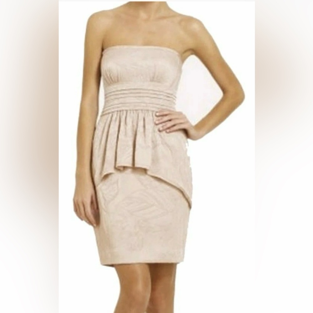 BCBGMaxAzria Tan Strapless Mini Dress